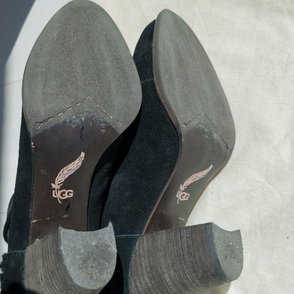 worn once UGG Suede Winter Heel Ankle booties sz 8 - Picture 6 of 8